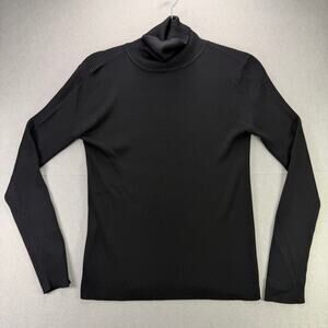Ann Taylor LOFT Women’s Black Silk Blend Ribbed Turtleneck Sweater Size M